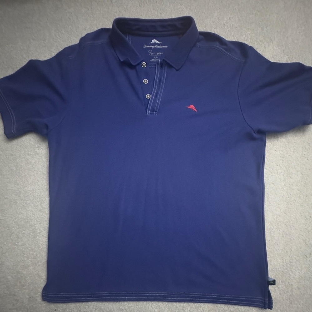 Tommy Bahama Shirt - Men's Size L - Navy - Short Sleeve Polo Shirt